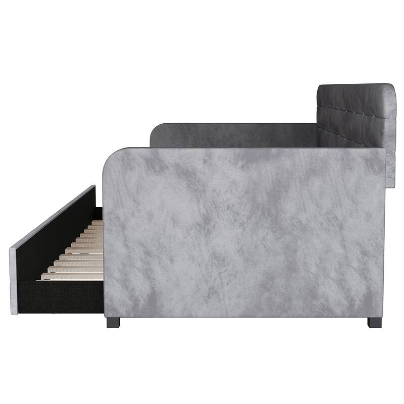 Clayfell Elyria Diamond Button Tufted Velvet Upholstered Daybed
