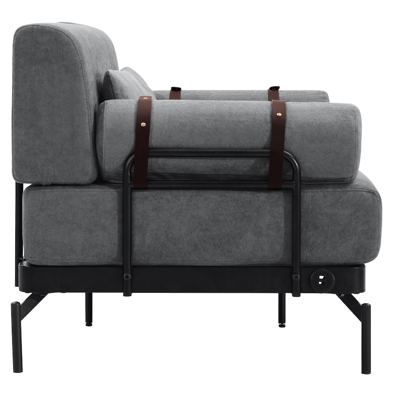 Roomfitters Loveseat Sofa with USB Ports and Cylindrical Armrests, 2-Seater Couch for Living Room