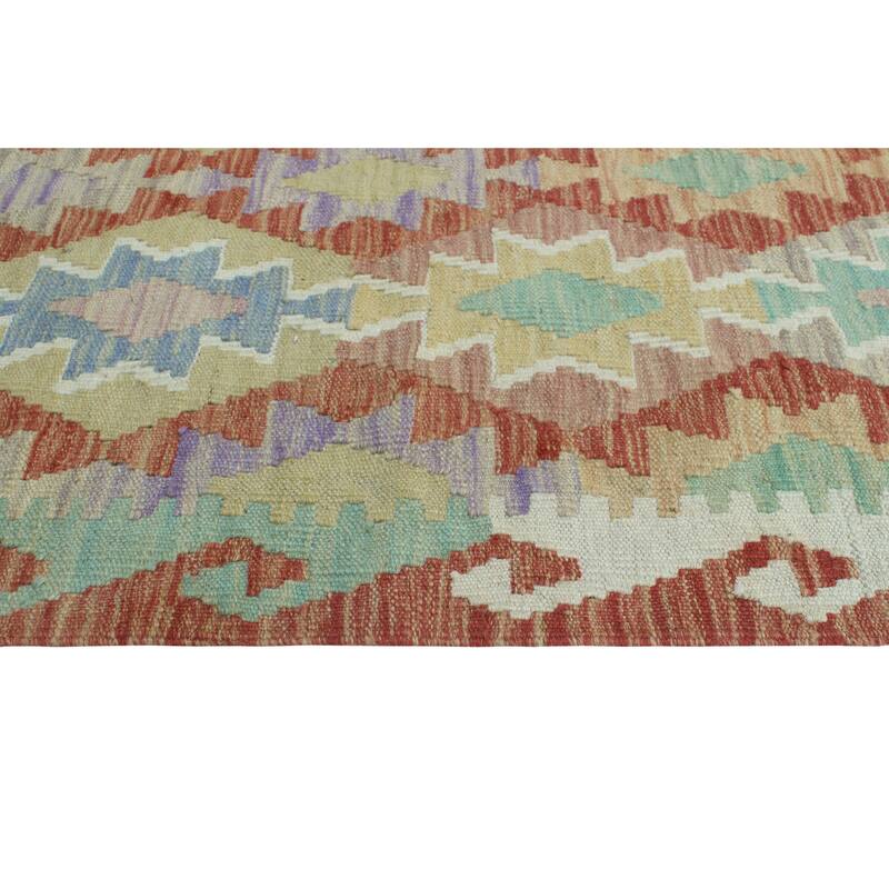 Sun Faded Flatweave Marisol Rust/Green Runner - 2'9" x 9'9"