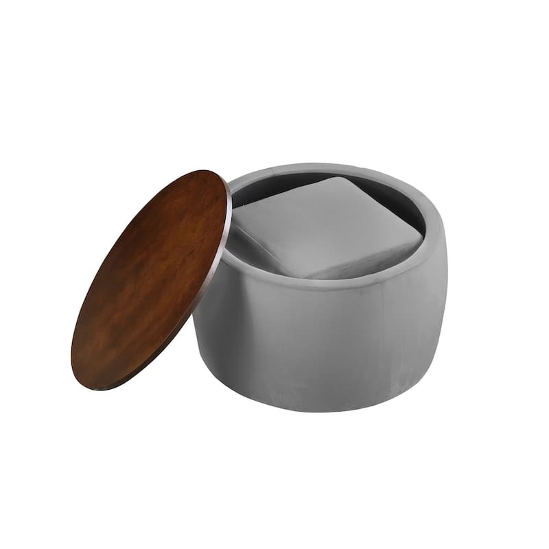 Round Ottoman Set with Storage, 2 in 1 combination