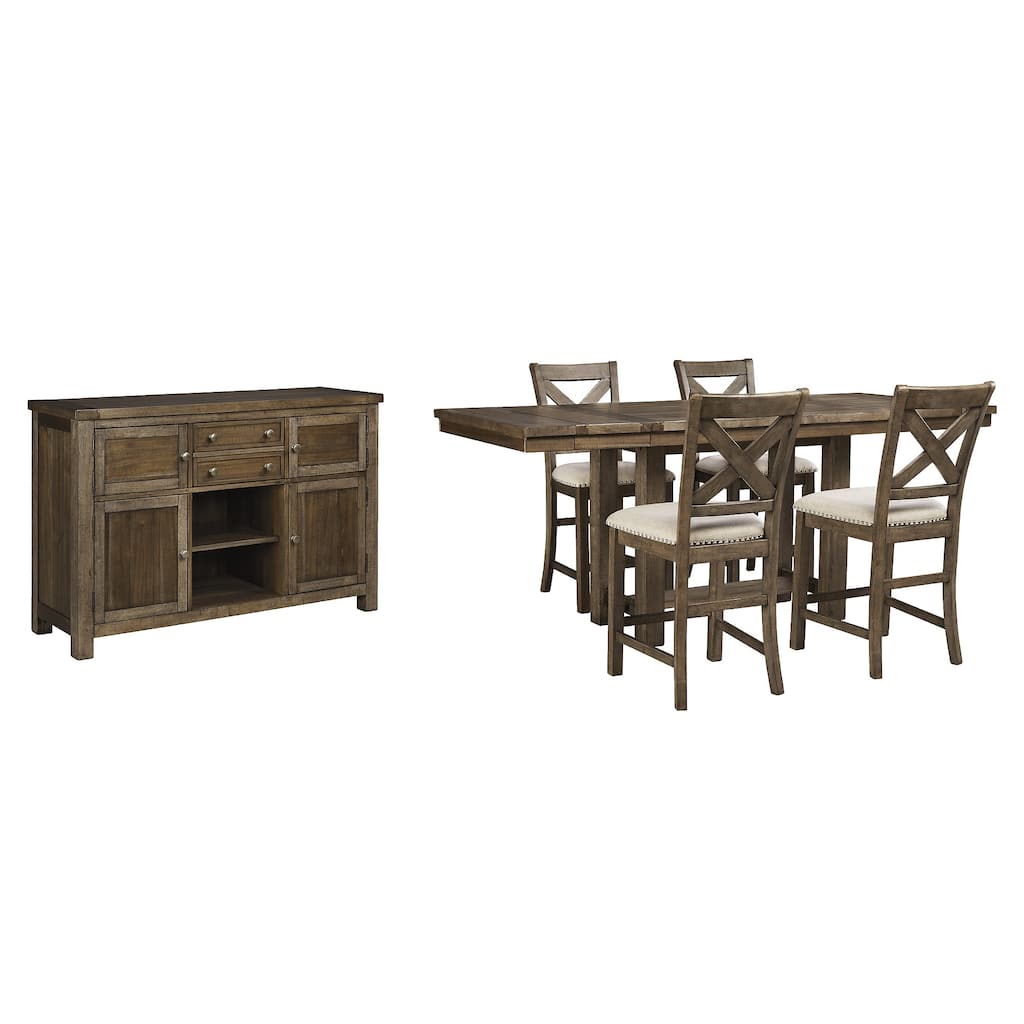 Signature Design by Ashley Moriville Grayish Brown 6-Piece Counter Height Dining Package