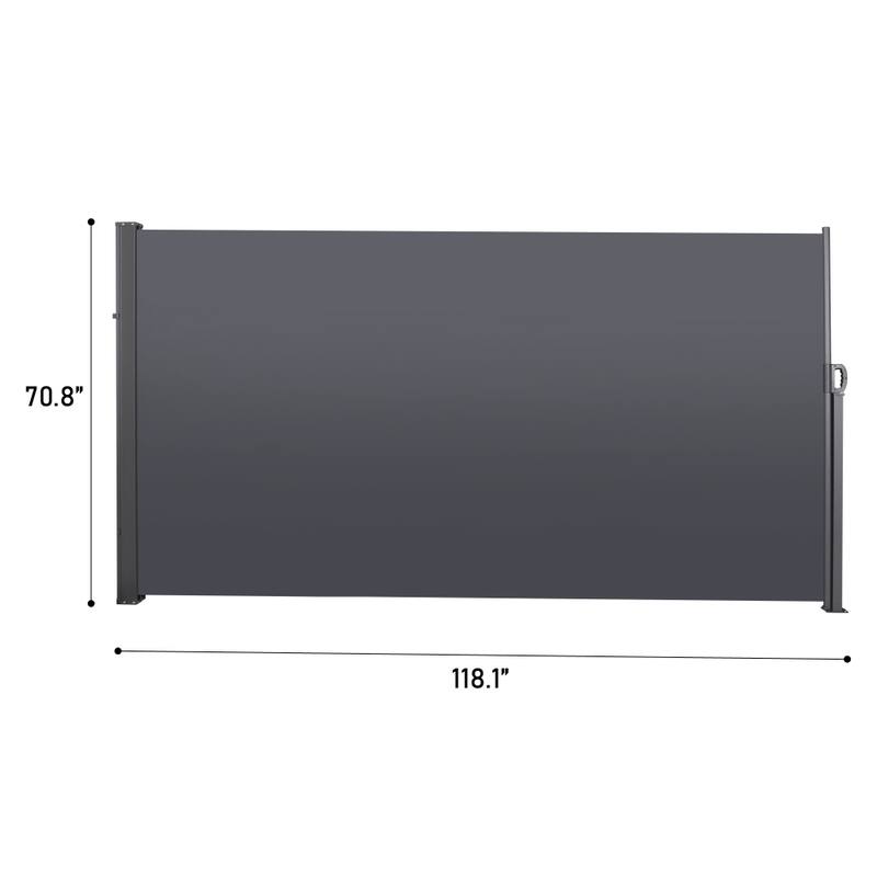 Grey Retractable Patio Side Screen Awning for Privacy with UV Resistant and Waterproof