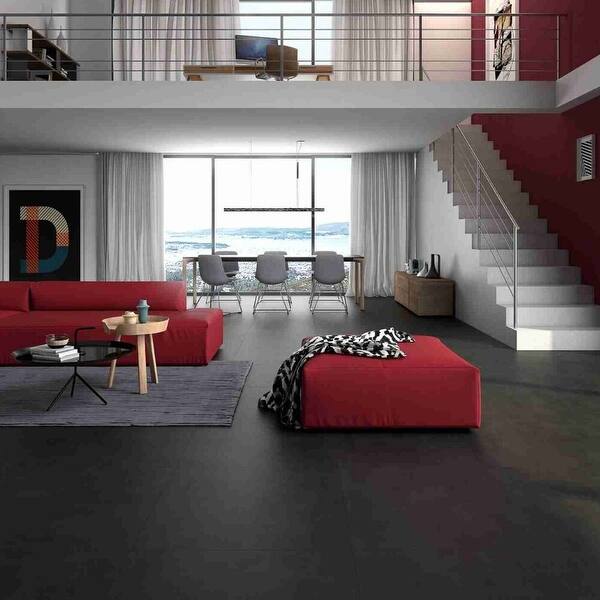 slide 1 of 4, The Tile Life Studio 12" x 24" Porcelain Dark Gray Wall Floor Tile