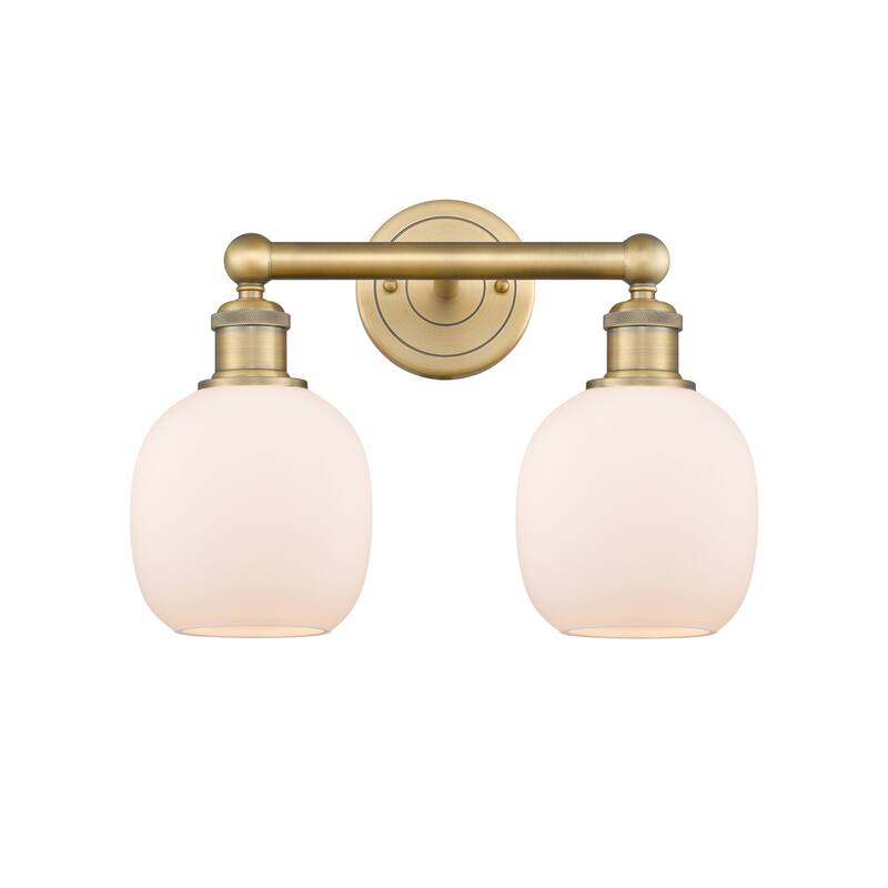 Innovations Lighting 616-2W-12-15 Belfast Vanity Belfast 2 Light 15" - Brushed Brass / Matte White