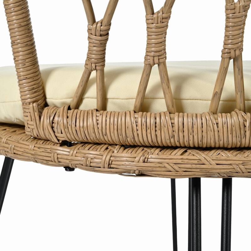 2-Person Outdoor Leisure Set with Glass Round Table and Cushions for Patios and Balconies