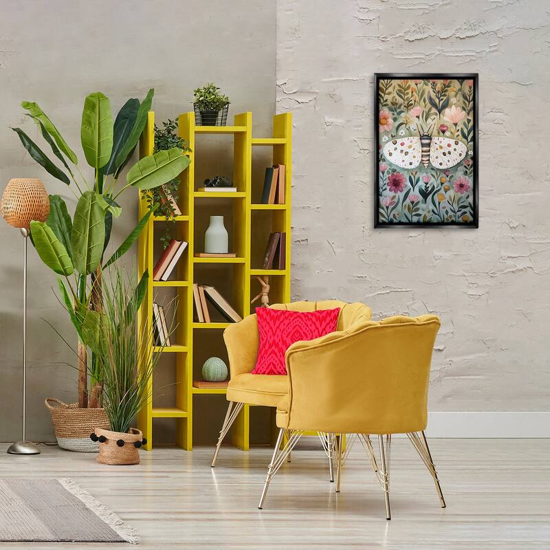 Stupell Flower Speckled Moth Wings Framed Floater Canvas Wall Art Design By The Dutch Lady