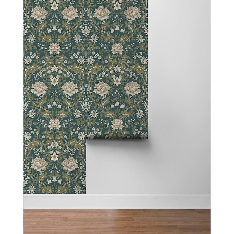 Seabrook Designs Honeysuckle Floral Prepasted Wallpaper