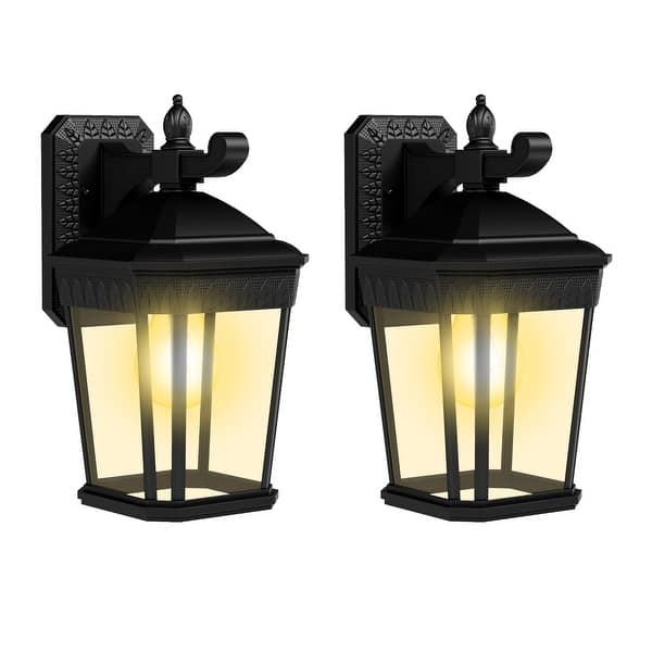 Black Weatherproof Outdoor Lantern with LED Candle, 9.5