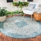 preview thumbnail 13 of 43, SAFAVIEH Courtyard Suzann Indoor/ Outdoor Waterproof Patio Backyard Rug 6'7" x 6'7" Round - Teal/Cream