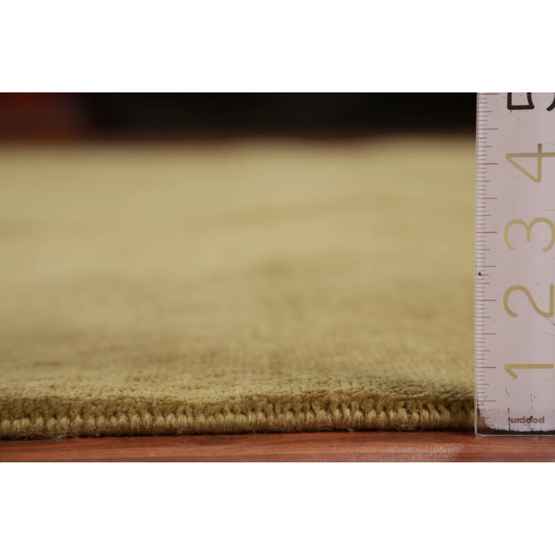 Hand Knotted Oriental 100% Wool Carpet Modern Solid Green Gabbeh Area Rug - 14' 0'' X 9' 11''