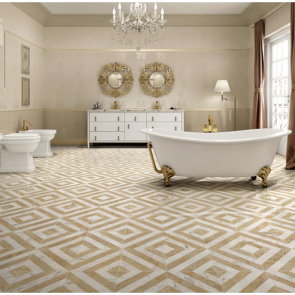 12*12 Waterjet marble, natural marble, for floor and wall, polished marble tile, natural stone, real marble, 1 box 8 pcs
