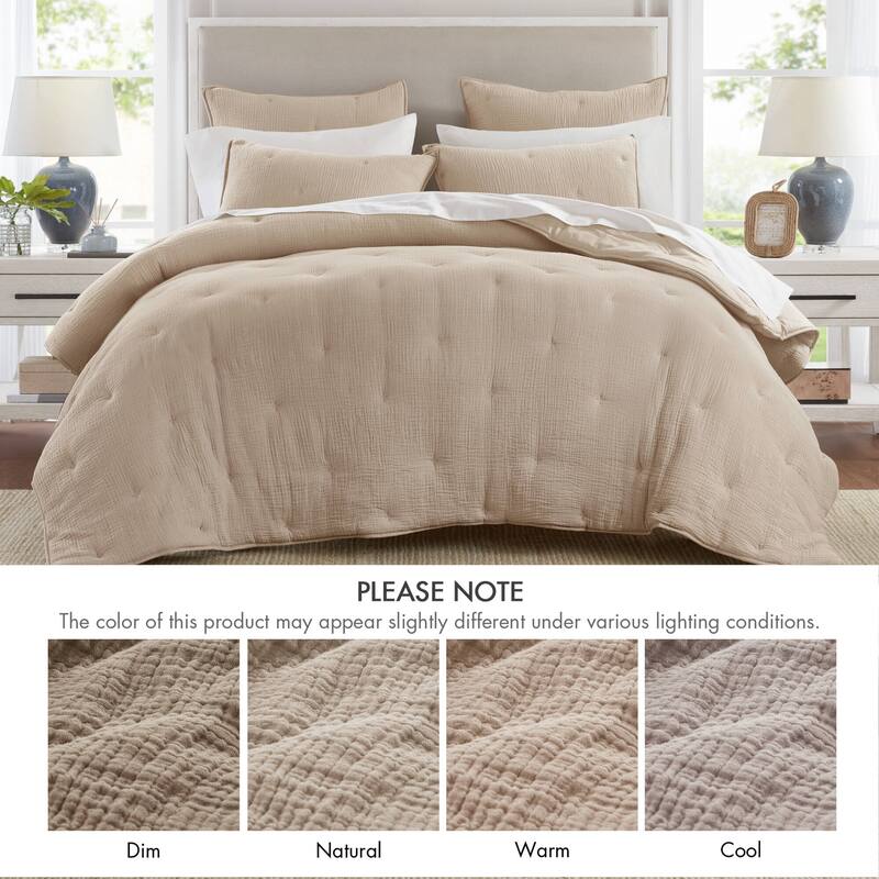 Harbor House Breeze Cotton Gauze Embroidered Quilt Set