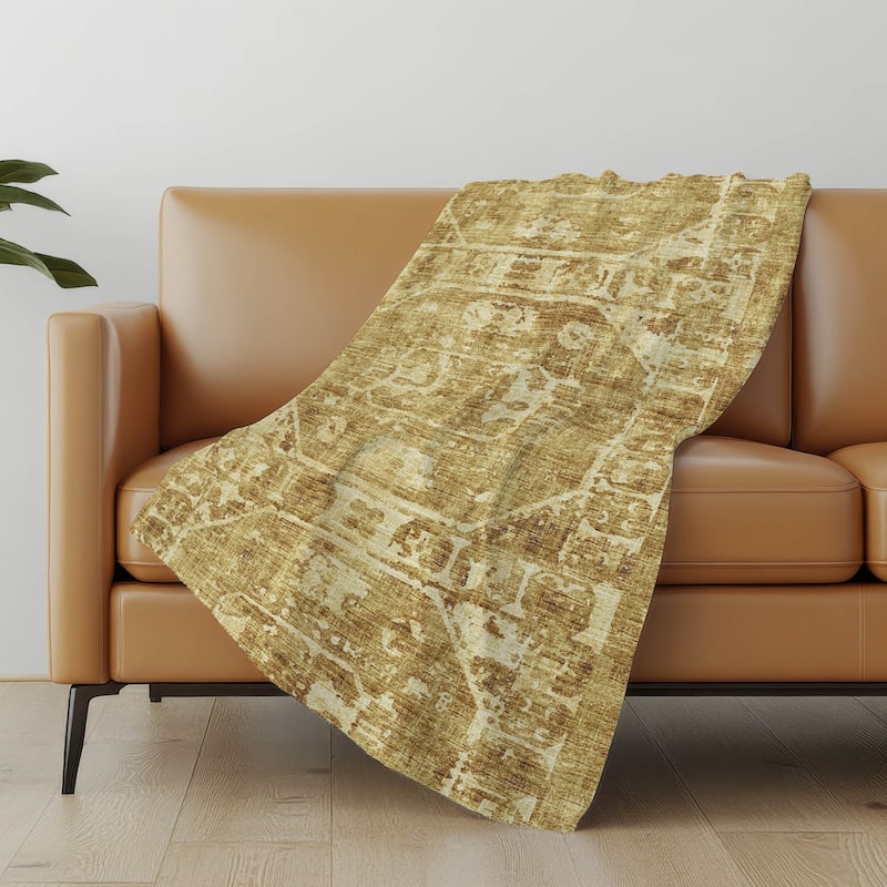 Premium Machine Washable ASB41 Vintage Traditional Sherpa Throw Blanket - Gilded - 4'2" x 5'10"