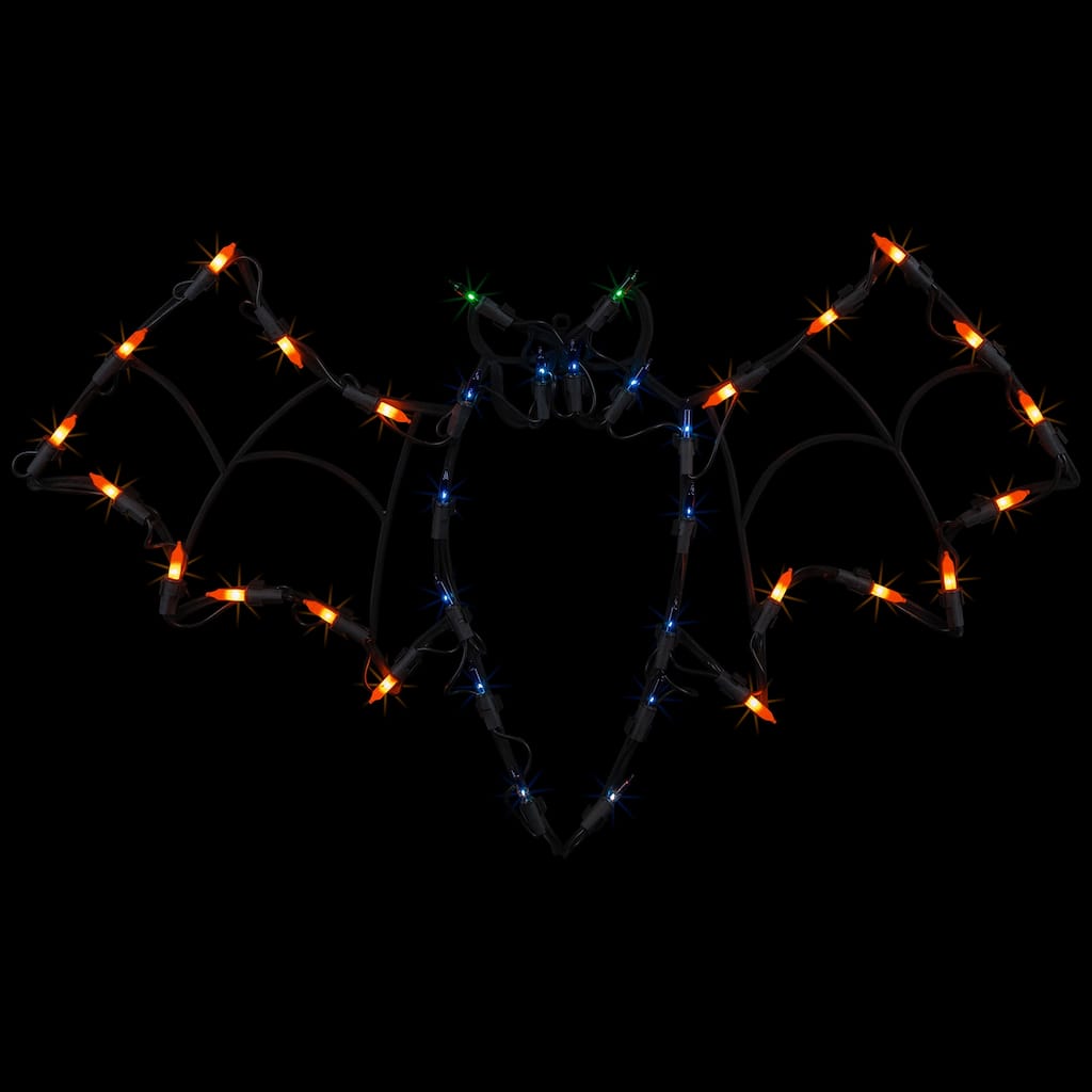 LED Lighted Bat Halloween Window Decoration - 15" - Multicolor