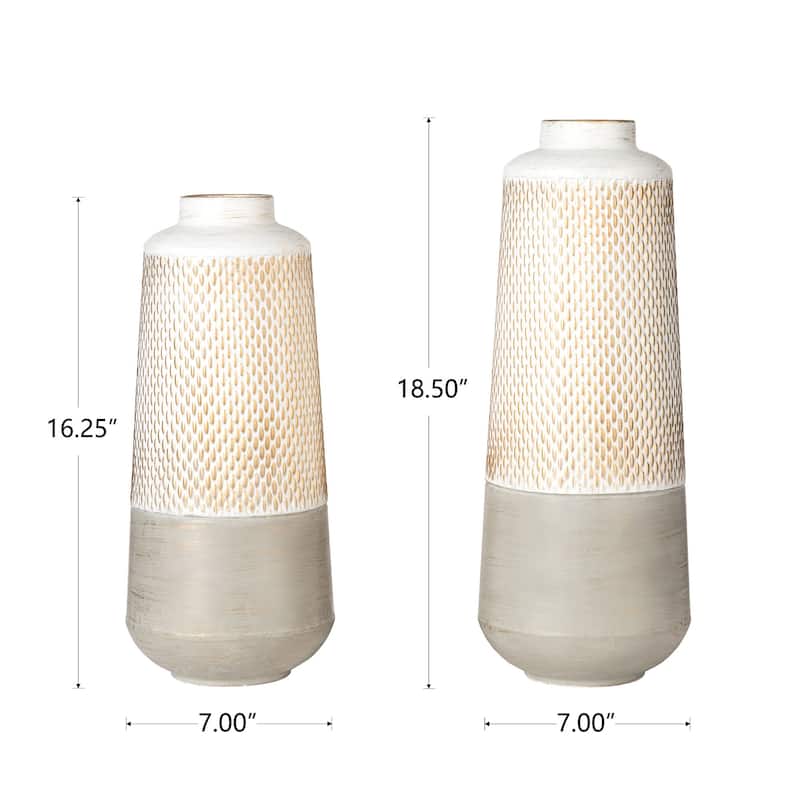 Glitzhome Set of 2 Modern Table Floor Metal Art Vases