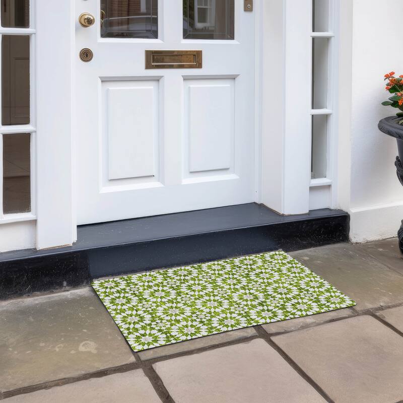 Machine Washable Indoor/ Outdoor Chantille Morrocan Boho Rug - Lime - 1'8" x 2'6"