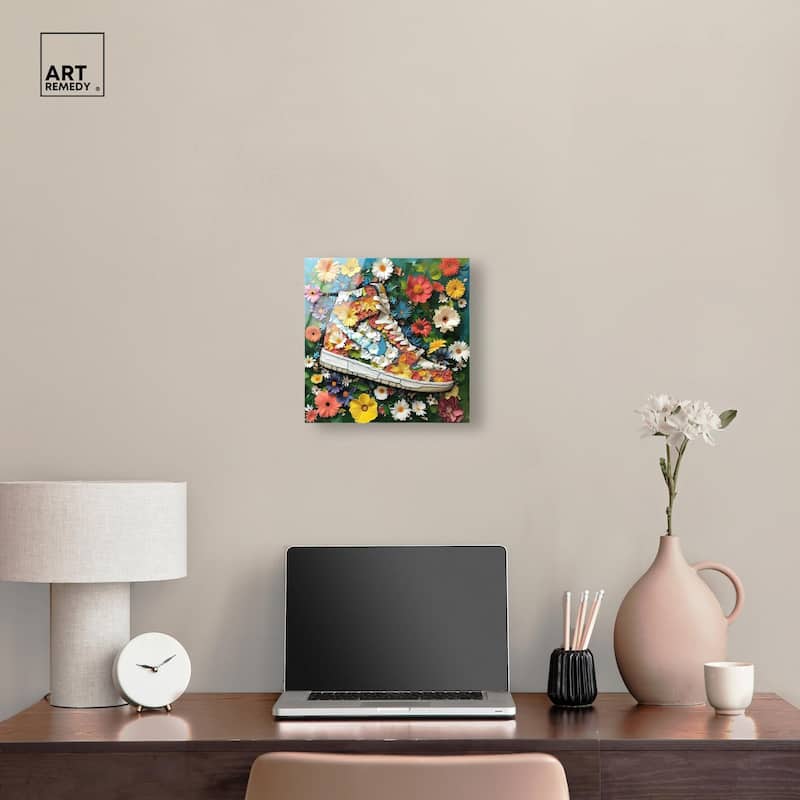 Painted in Floral Sneaker Acrylic by Art Remedy, Ready to Hang