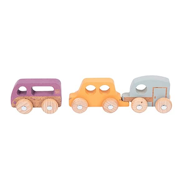 slide 2 of 3, TickiT Rainbow Wooden Adventure Vehicles - Set of 3 Orange, blue, purple - Kids
