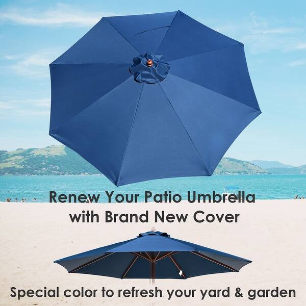 blue outdoor patio umbrella replacement canvas 9 FT Poly Canopy - 8 Ribs Care Brush umbrella canvas regularly to remove dirt and dust LZXNFZY 6.6ft/7.5ft/9ft/10ft Replacement Umbrella Cover,
