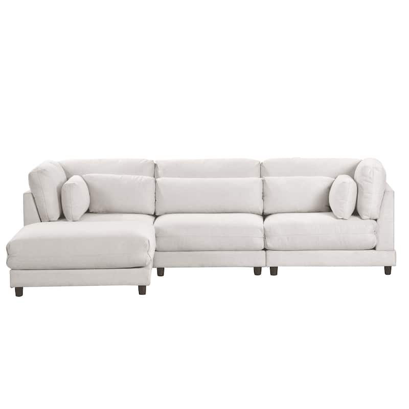 2 Pieces L shaped Sofa with Removable Ottomans