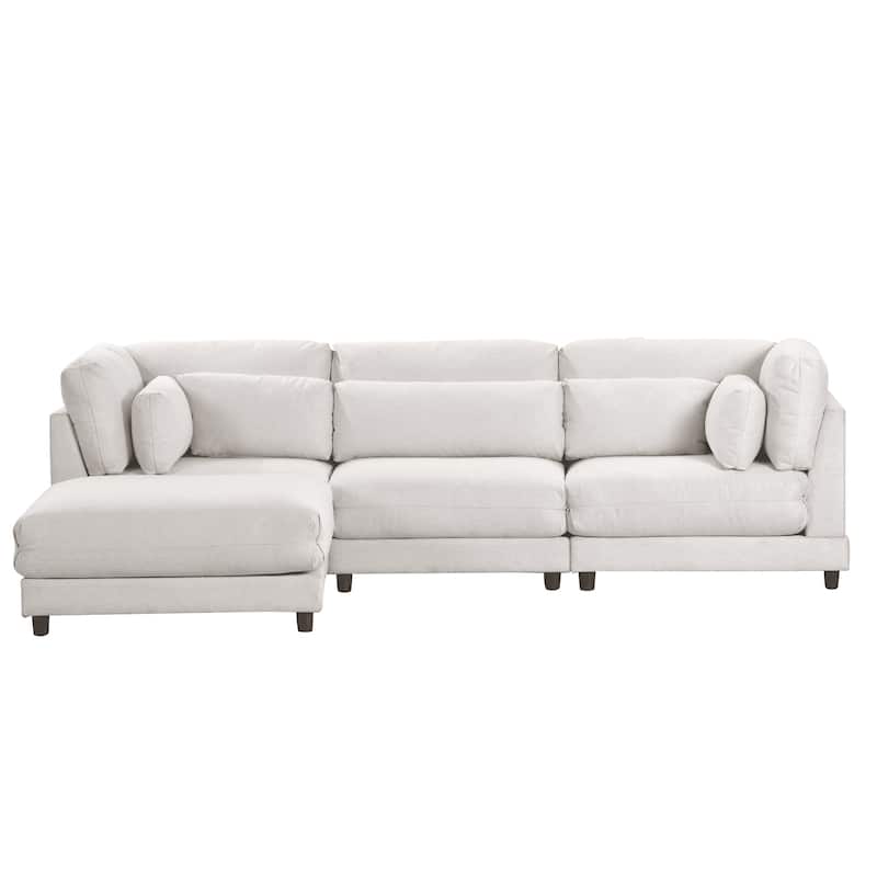 Polyester Fabric Sofas Bed L shaped Convertible Sectional Sofa, Beige ...