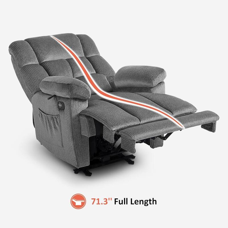MCombo Electric Power Recliner Chair for Living Room with Heat and Massage, Fabric R6233