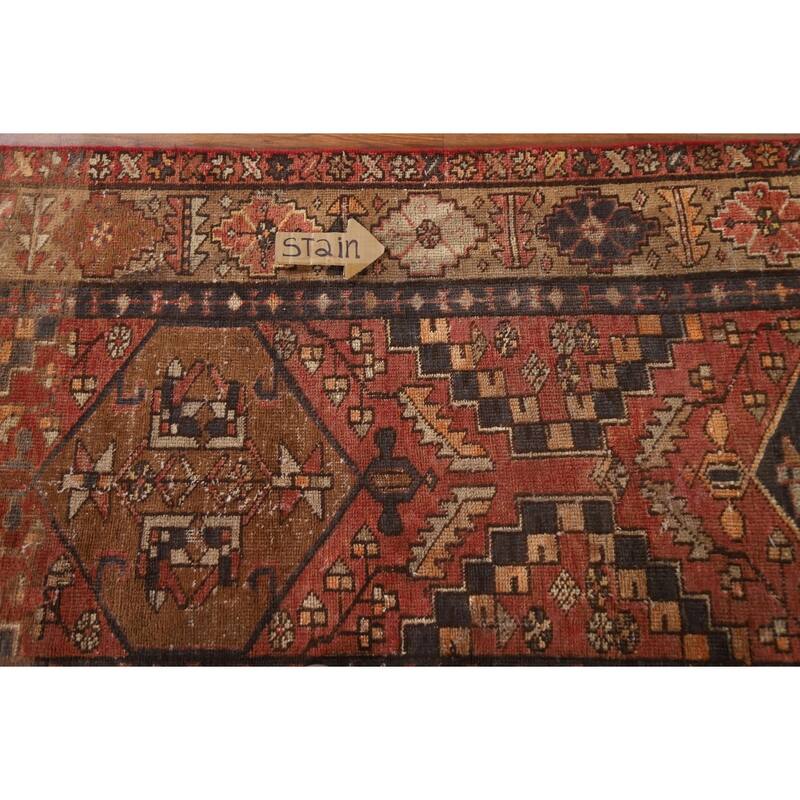 Vegetable Dye Hamedan Persian Antique Runner Rug Handmade Wool Carpet - 3'5"x 10'11"