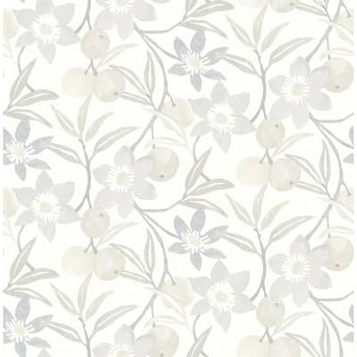 Chesapeake Passiflora Grey Fruit and Floral Wallpaper