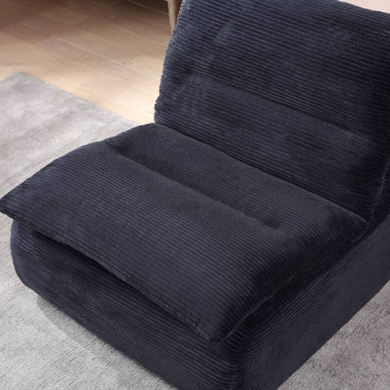 Single Sofa Chair Compression Lounge Bean Bag, Plush Chenille Fabric
