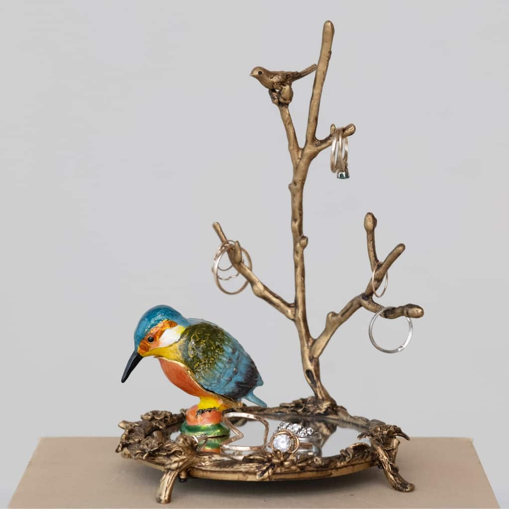 Pewter Jewelry Holder with Bird Detail