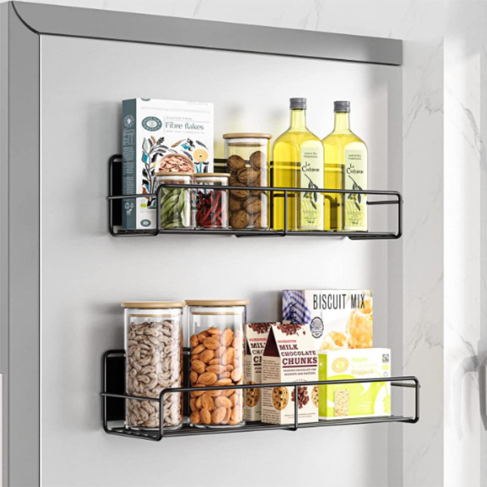 Magnetic Spice Racks for Refrigerator 4 Pack Metal Seasoning