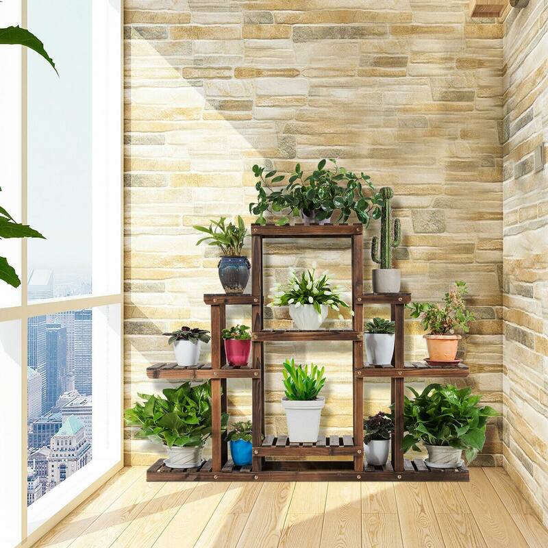 Gymax 6-Tier Flower Wood Stand Plant Display Rack Multifunctional - See Details