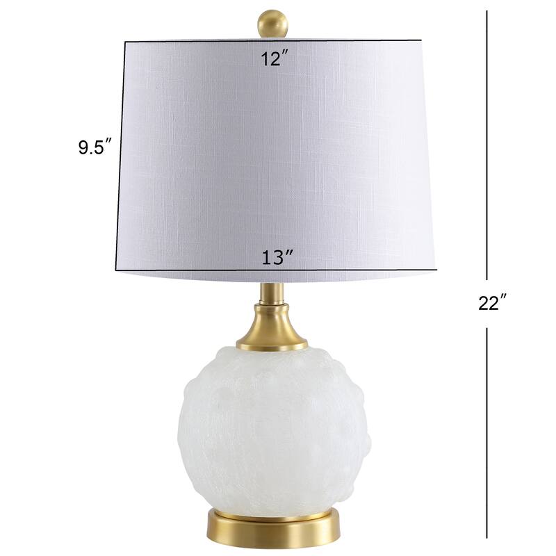 Ilsa 22" Dotted Glass/Metal LED Table Lamp, White/Brass Gold by JONATHAN Y