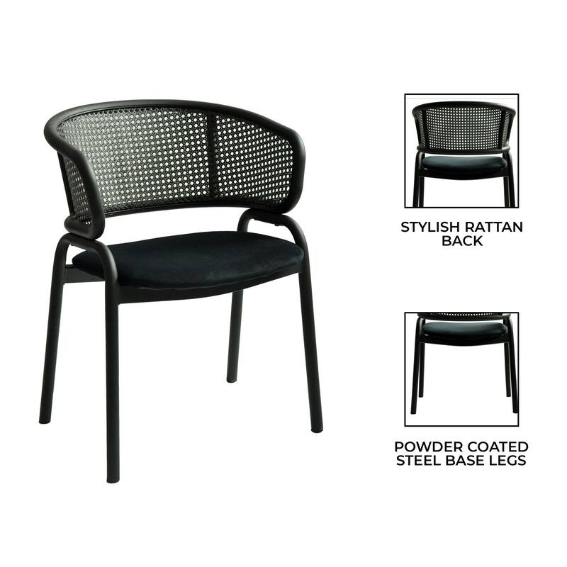 Ervilla Modern Upholstered Dining Chair with Cozy Armchair and Black Iron Legs for Dining Room Kitchen Patio