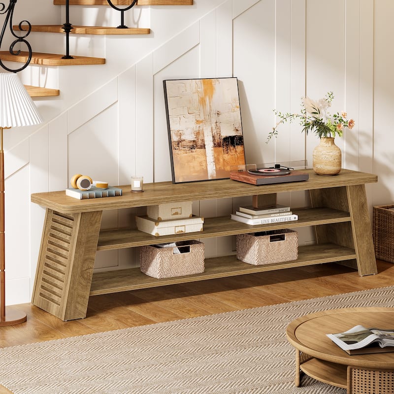 TV Entertainment Center with Open Storage Shelves, TV Stand for 60 Inches TVs, Media Console Table