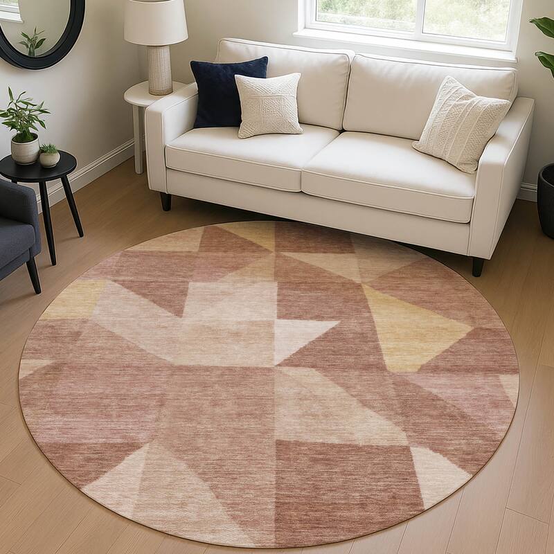 Machine Washable Indoor/ Outdoor Geo Rubi Chantille Rug