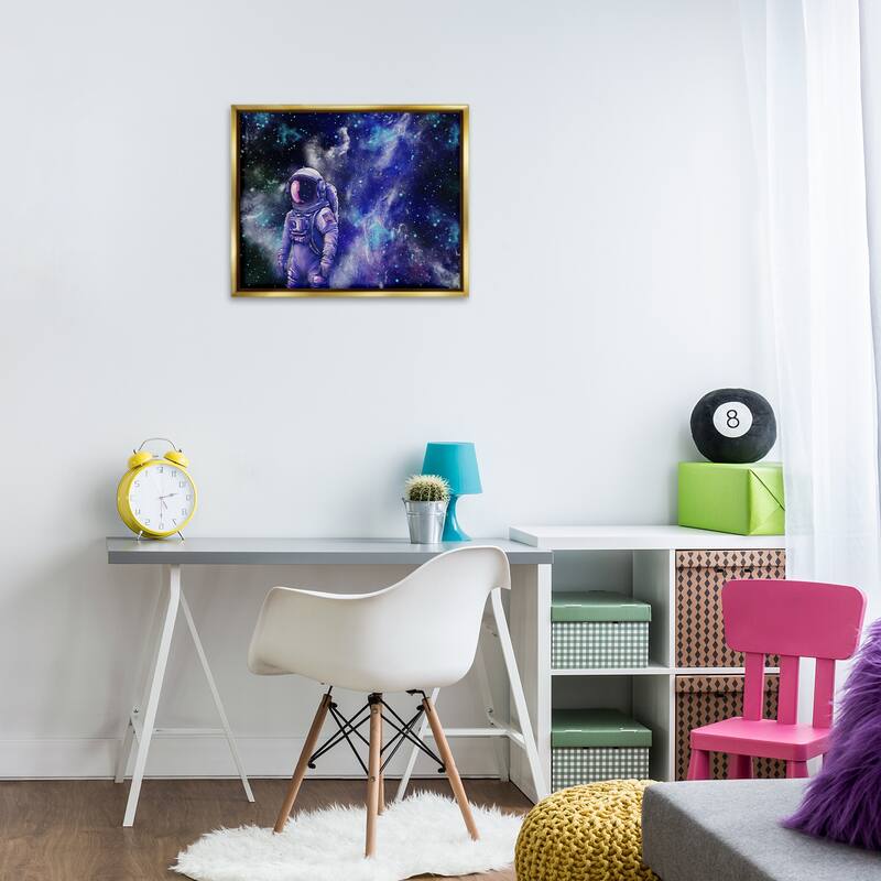 Stupell Astronaut with Blue Nebula Framed Floater Canvas Wall Art Design By Jesse Keith