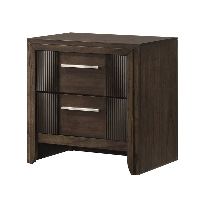 1pc Contemporary 2-Drawer Nightstand Rich Wood Finish Rustic Charm Polished Hardware Wooden Furniture Brown - Brown