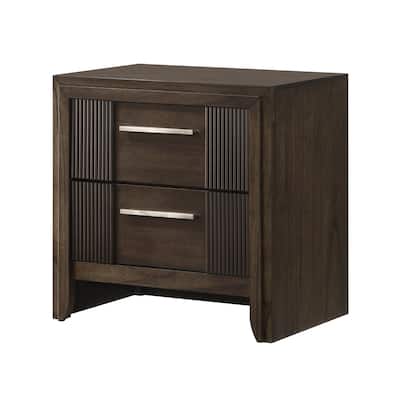 1pc Contemporary 2-Drawer Nightstand Rich Wood Finish Rustic Charm Polished Hardware Wooden Furniture Brown