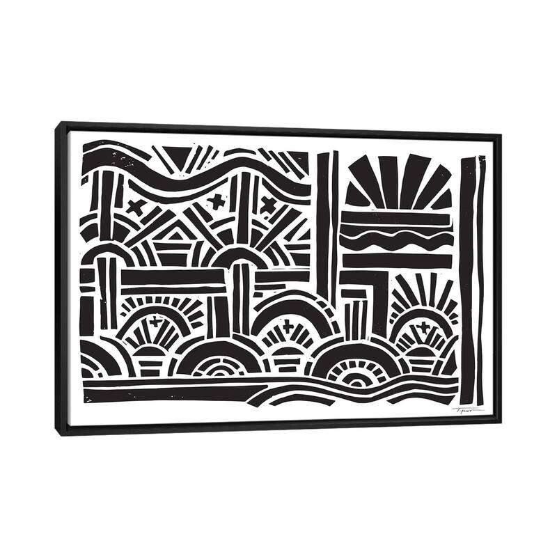 iCanvas "Geometric Sunburst" by Statement Goods Framed Canvas Print - Black - 32x48
