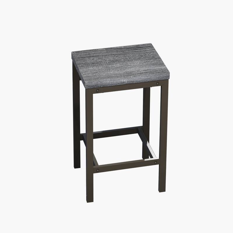 Gray Sofa Side Table and Chair Set, Backless Dining Chairs with Metal Legs, Sturdy Dining Table Workbench with Metal Frame
