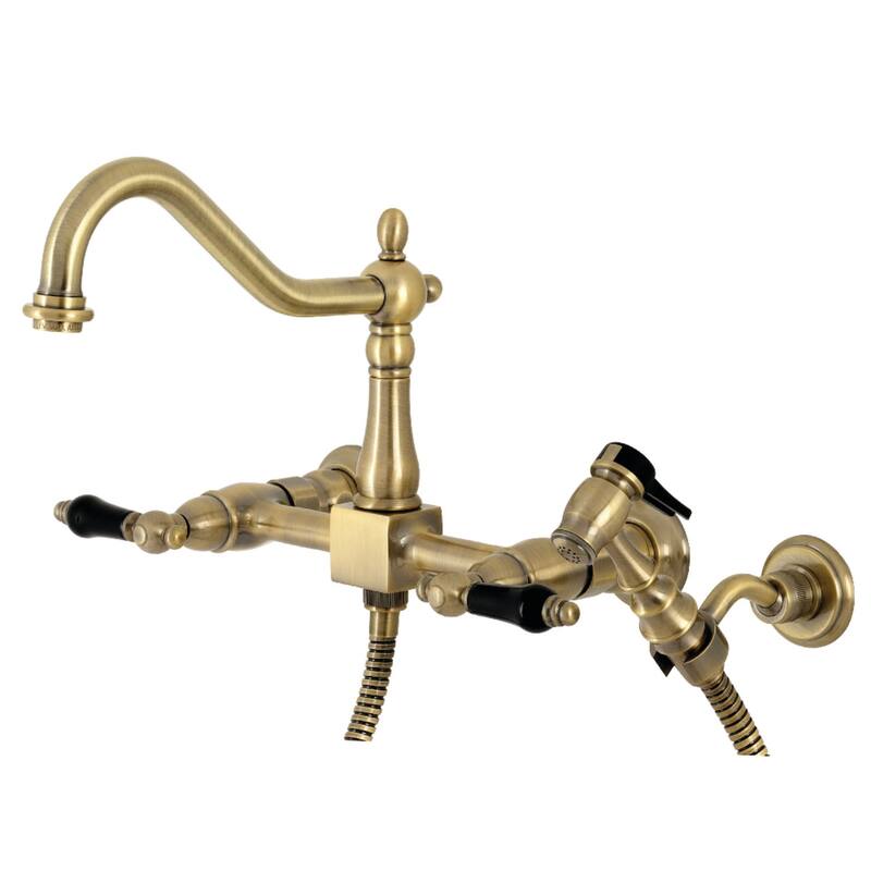 Kingston Brass Duchess 1.8 GPM Wall Mounted Bridge Kitchen Faucet - - Vintage Brass