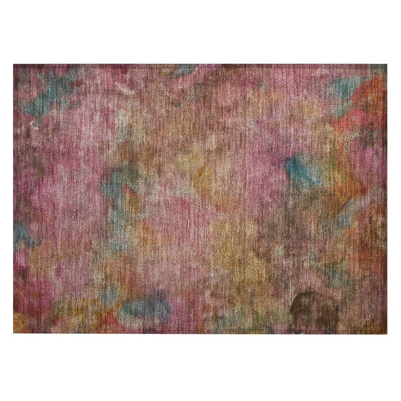 Machine Washable Indoor/ Outdoor Abstract Contemporary Chantille Rug
