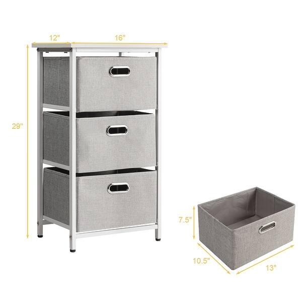 Storage Cabinet Organizer 3 Drawer Chest Dresser Tower w/ 2
