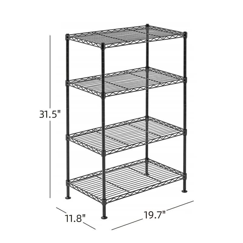 4-Tier Industrial Welded Wire Shelving Black