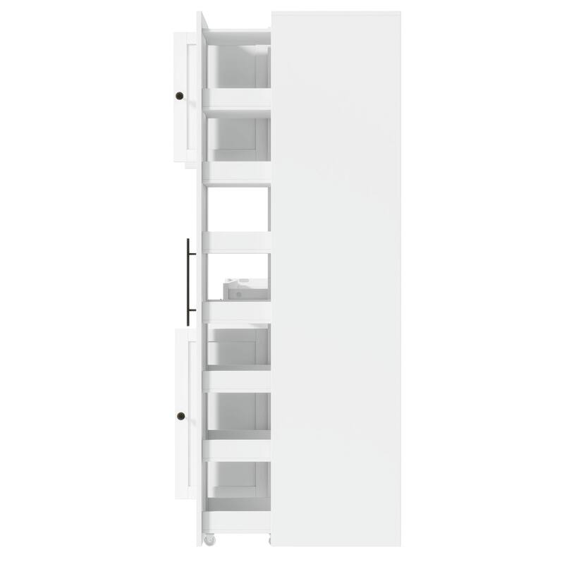 Freestanding Kitchen Pantry Storage Cabinet Cupboard with Pull-Out Side Cabinet