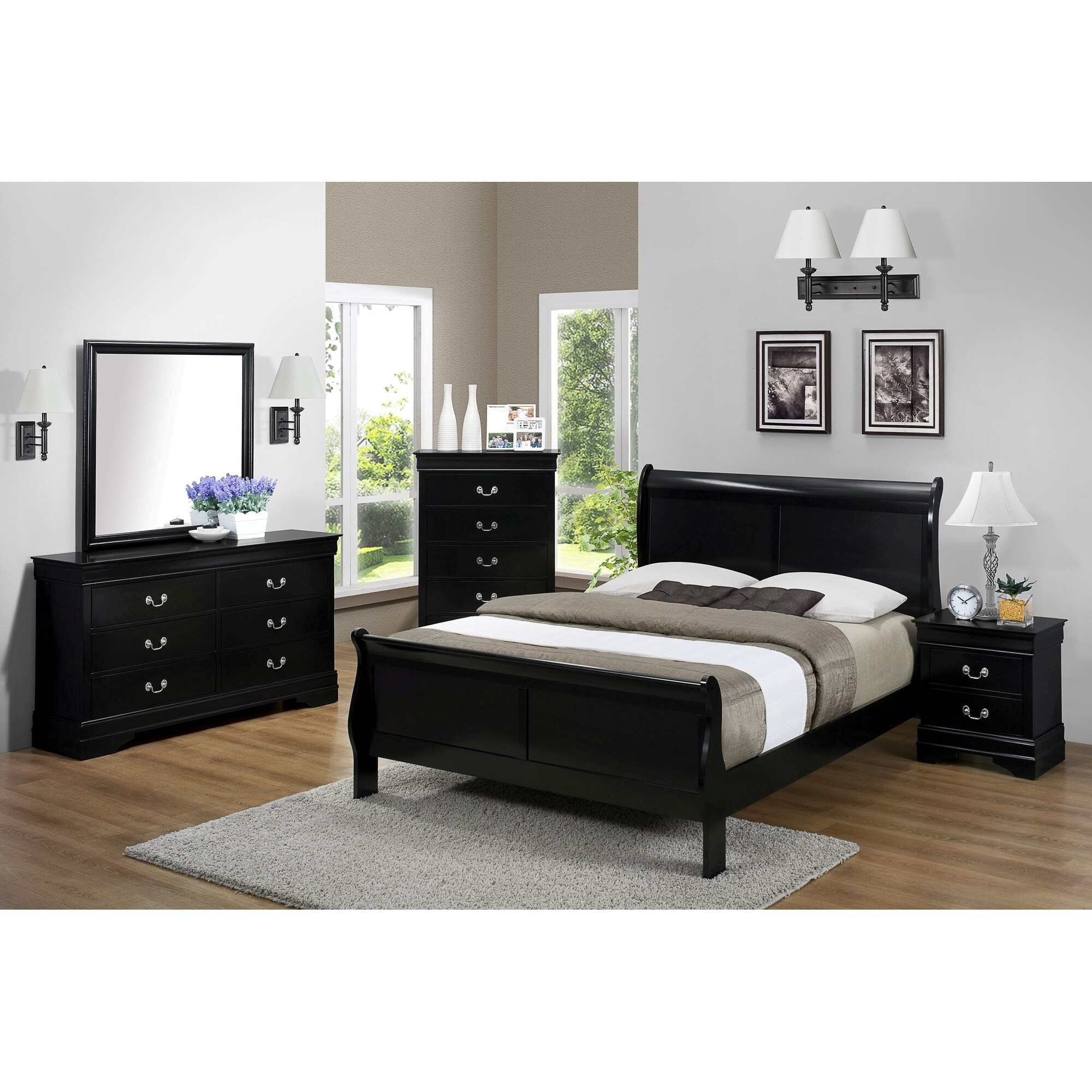 Black sleigh bedroom set sale