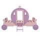 preview thumbnail 16 of 16, Princess Carriage Bed wCrown, Wood Platform Car Bed with Stair and 4 Wheels, Wood Slats Support, for Boys Girls Toddlers