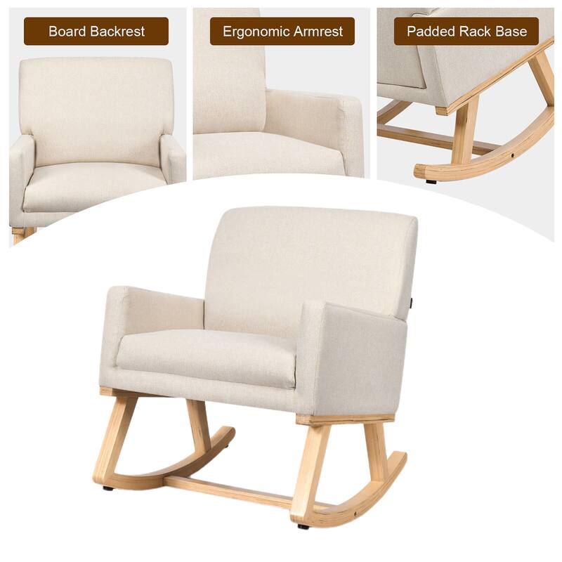 Gymax Set of 2 Mid Century Fabric Lounge Chair Upholstered Accent