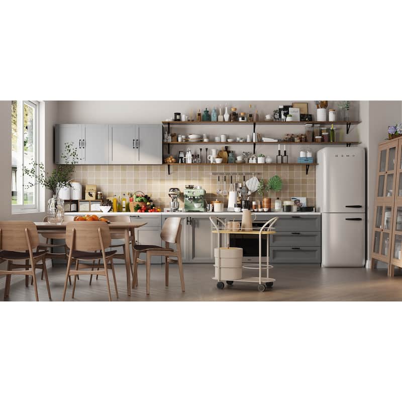 2 Piece Modular Closet Storage Set with Floor and Wall Cabinets Pantry